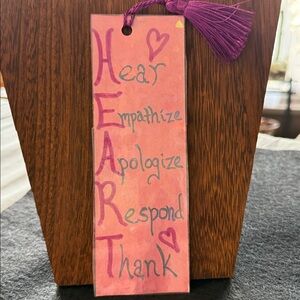 Handcrafted Pink Holographic Bookmark with Purple Tassel